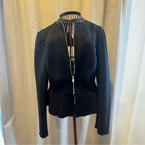 NWT Industry Republic Black Faux Suede Peplum Zip Jacket Size Medium